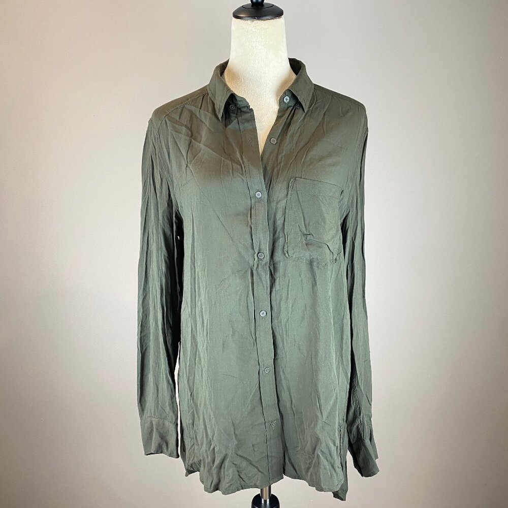 Wilfred Free Button Down‎ Long Sleeve Tunic Shirt Women's Size Small Green